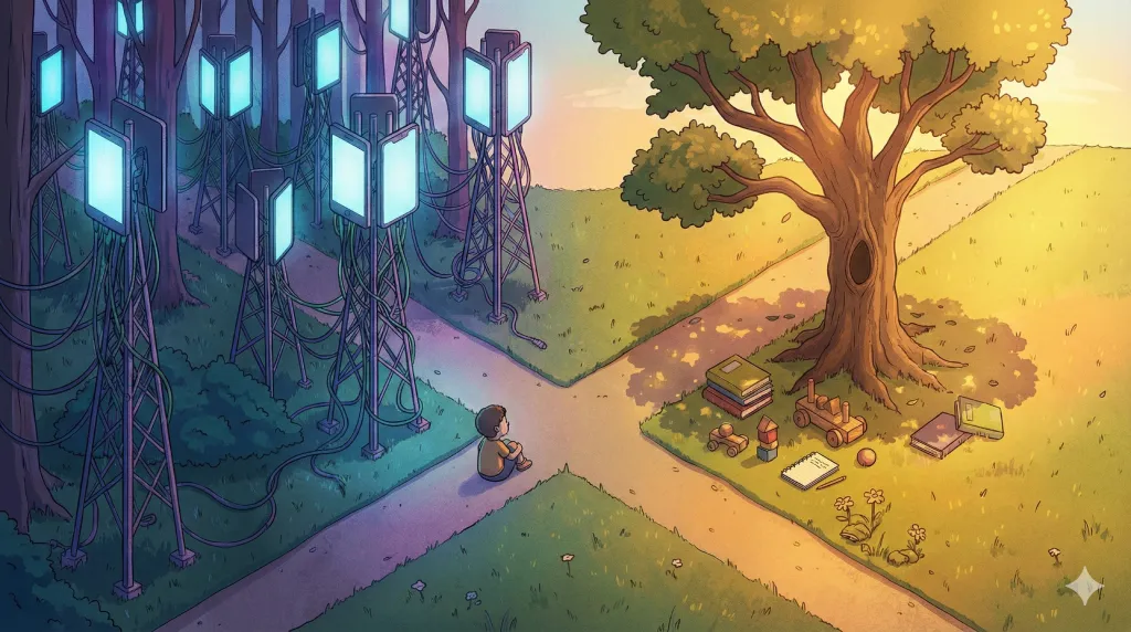 Child playing with wooden blocks